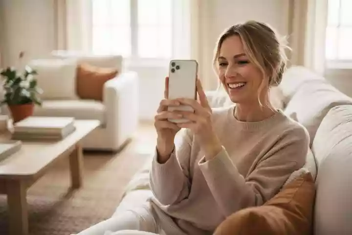 Online Consultation – Patient photographing her smile at home