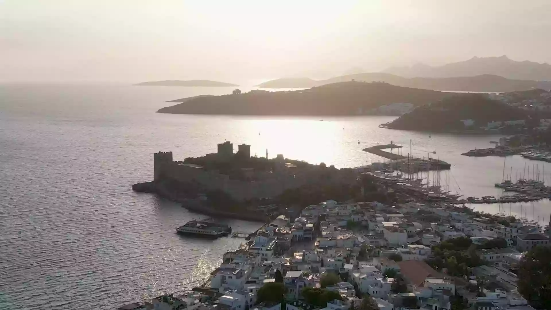 Travel to Bodrum – Aerial view of the coast and marina